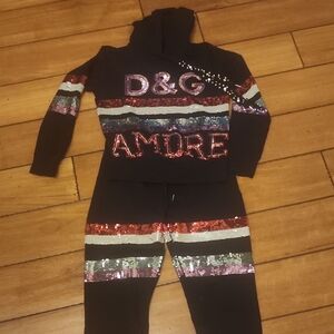 D&G Black Sequin Striped Set